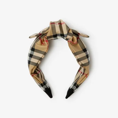 Burberry Childrens Check Stretch Cotton Headband In Archive Beige