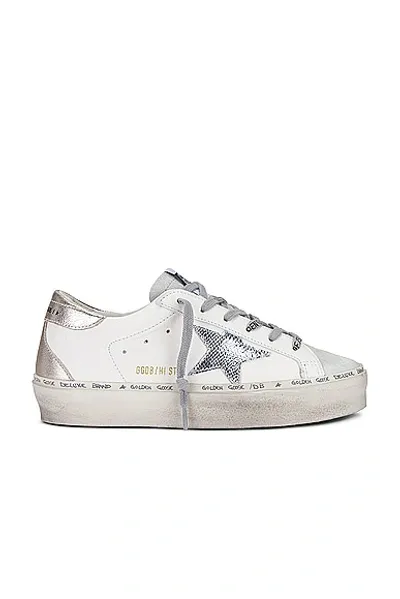 Golden Goose Hi Star Nappa Upper Sneaker In White  Ice  Silver & Platinum