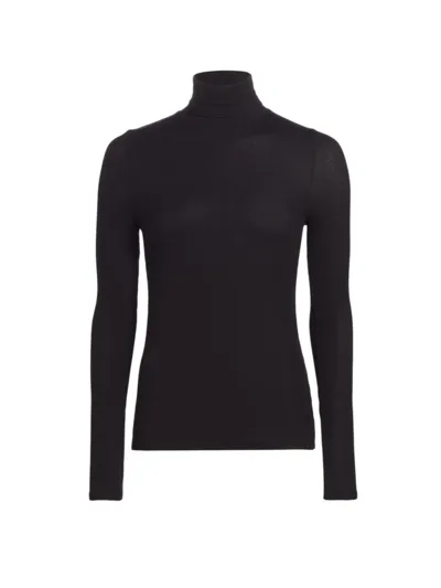 Atm Anthony Thomas Melillo Ribbed Long Sleeve Turtleneck Top In Black