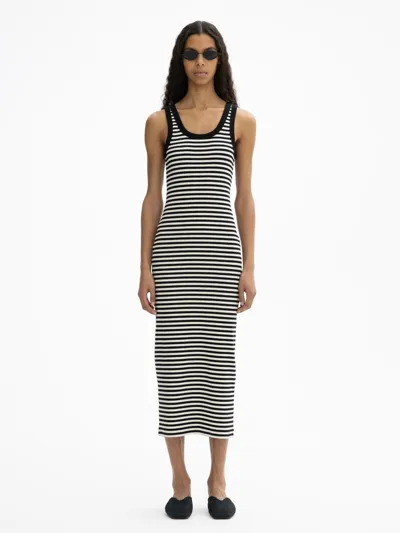 House Of Dagmar Ribbed Tank Dress In Black White