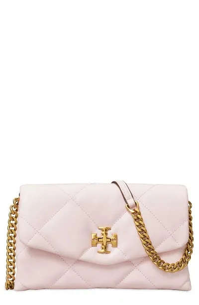 Tory Burch Kira Diamond Quilted Leather Chain Wallet In Rose Salt