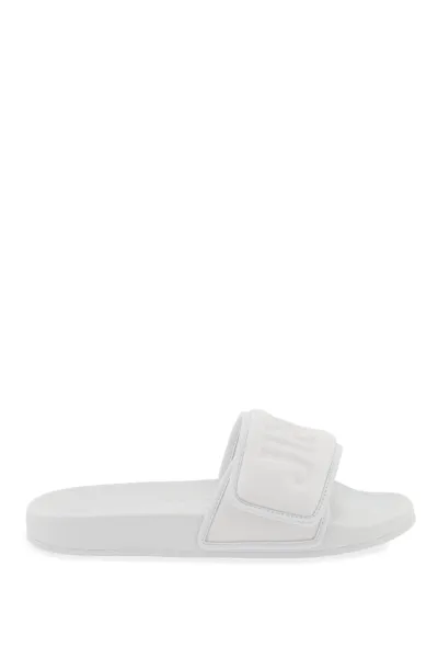 Jimmy Choo Fitz Embellished Slides In White