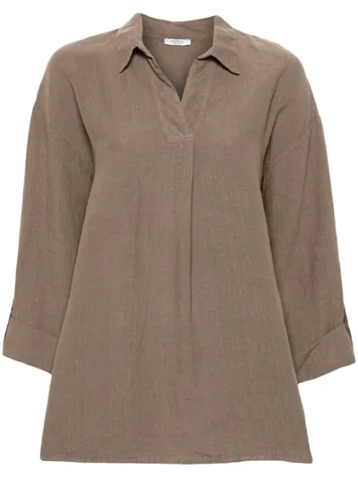 Peserico Linen Tunic In Brown