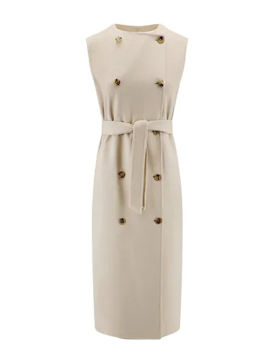 Max Mara Plava Sleeveless Coat In Cream