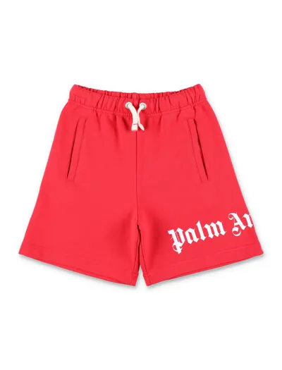 Palm Angels Kids' Boy's Classic Overlogo Sweat Shorts In Red White