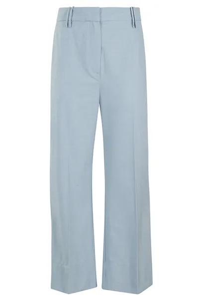 Ganni Drapey Melange Cropped Pants In Powder Blue