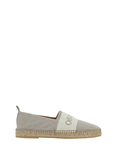 Off-white Bookish Linen Espadrilles In Beige  Beige