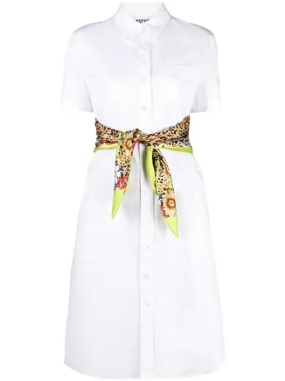 Moschino Tied Midi Shirt Dress In White