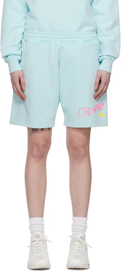 Kids Worldwide Blue Happy Go Lucky Shorts In Baby Blue