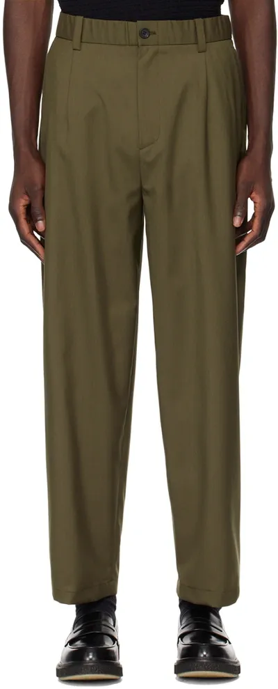 Solid Homme Khaki Elasticized Trousers In 814k Khaki