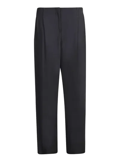 Giorgio Armani Straight Leg Pleated Trousers In Black