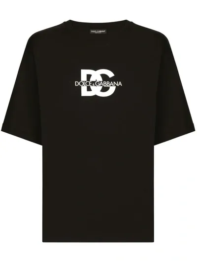 Dolce & Gabbana Logo-print Cotton T-shirt In Black