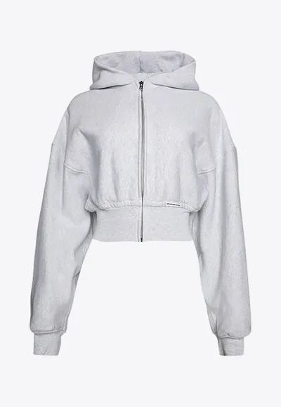 Alexander Wang Zip-up Cropped Hoodie In Grey