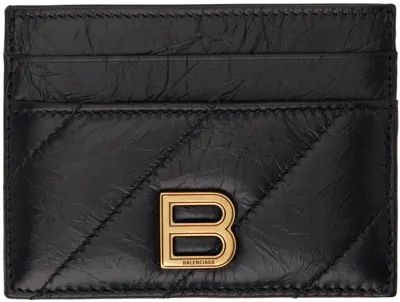 Balenciaga Black Crush Quilted Card Holder In 1000 Black