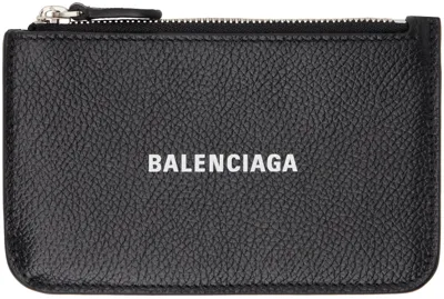 Balenciaga Black Large Long Cash Coin Card Holder In 1090 Black/l White