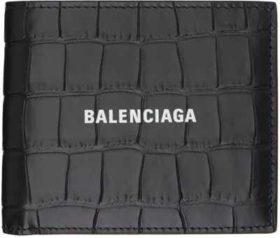 Balenciaga Black Bifold Wallet In 1000 Black/l White