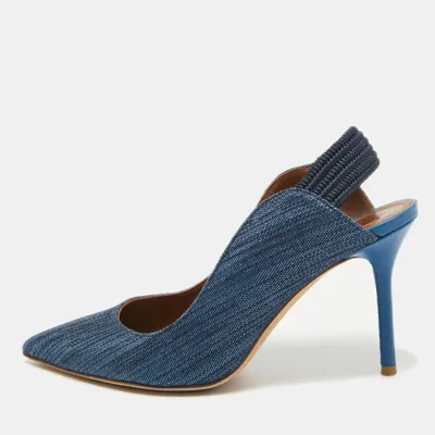 Pre-owned Malone Souliers Blue Canvas Slingback Pumps Size 37