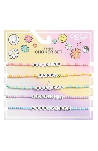 Capelli New York Kids' Assorted 5-pack Bead Choker Necklaces In Multi