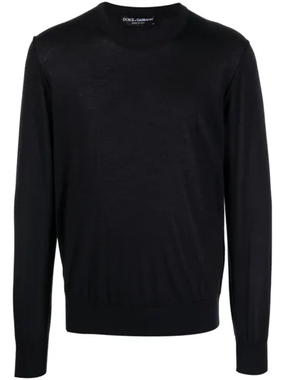 Dolce & Gabbana Fine-knit Cashmere Jumper In Blue