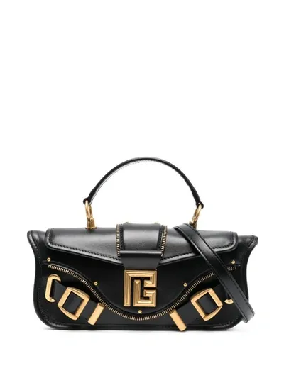 Balmain Blaze Logo Buckle Tote Bag In Black