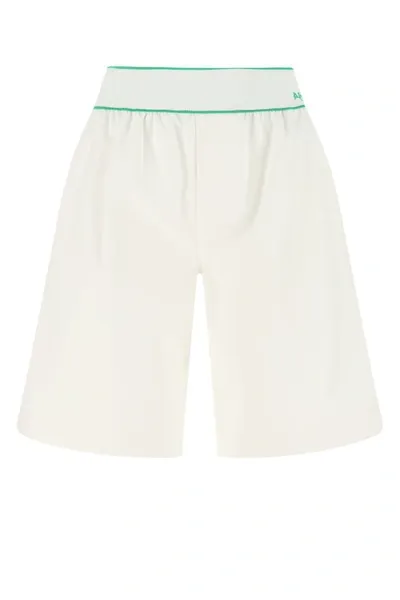 Bottega Veneta Logo-embroidered Wide-legged Shorts In White