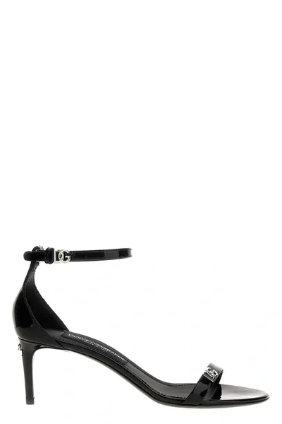 Dolce & Gabbana Patent Leather Sandals In Black