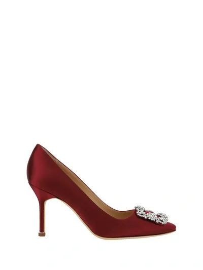 Manolo Blahnik Hangisi Satin Buckle Embellished Pumps In Multicolor