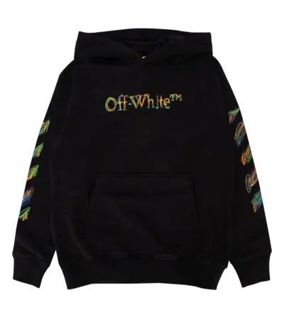 Off-white Kids' Logo Sketch Cotton Hoodie In Black