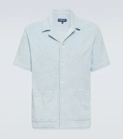 Frescobol Carioca Paco Cotton Terry Jacquard Bowling Shirt In Seafoam