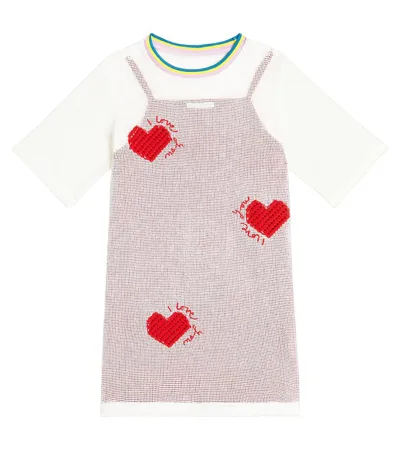 Stella Mccartney Kids' Appliqué Cotton Dress In Multicoloured