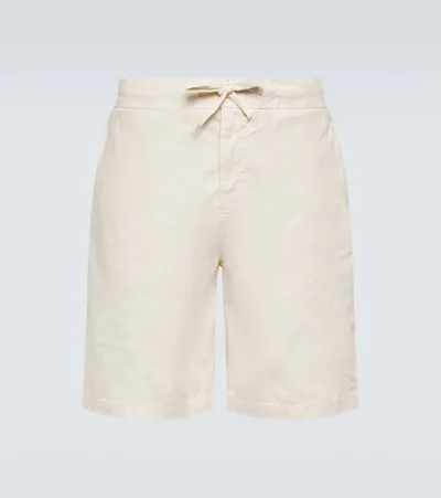 Frescobol Carioca Sergio Linen-blend Bermuda Shorts In Yellow Haze