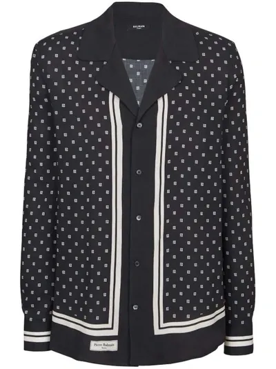 Balmain Jacquard Monogram Shirt In Black