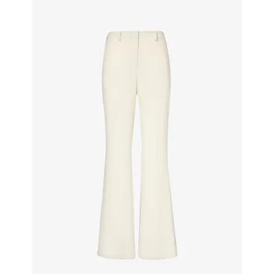 Theory Womens Rice Pressed-crease Straight-leg Id-rise Crepe Trousers In White