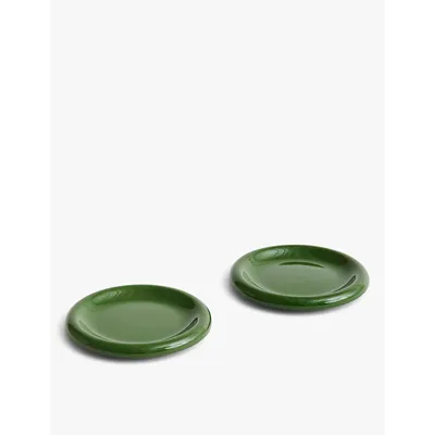 Hay Green Barro Round Terracotta Plates Set Of Two