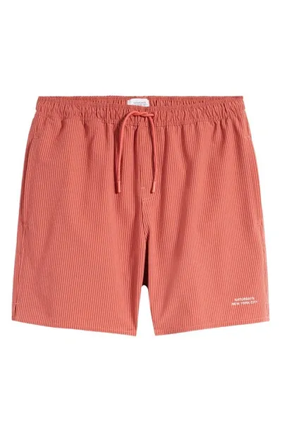 Saturdays Surf Nyc Timothy Seersucker Swim Short In Mineral Red