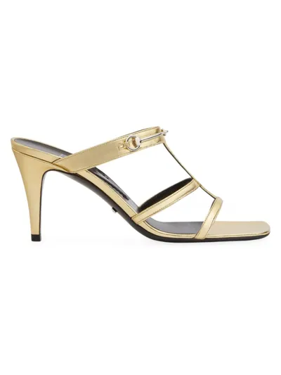 Gucci Women's Divine 75mm Metallic Leather Sandals In Platino