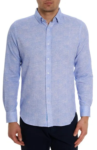 Robert Graham Men's Reid Textured Cotton Sport Shirt In Light Blue