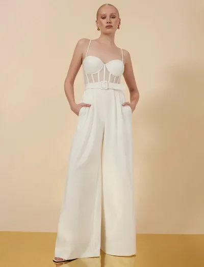 Bcbgmaxazria Roosevelt Bustier Jumpsuit In Gardenia