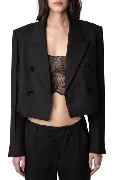 Zadig & Voltaire Vito Double-breasted Blazer In Noir