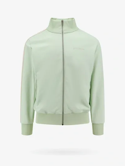 Palm Angels Logo-embroidered Zip-up Sweatshirt In Green