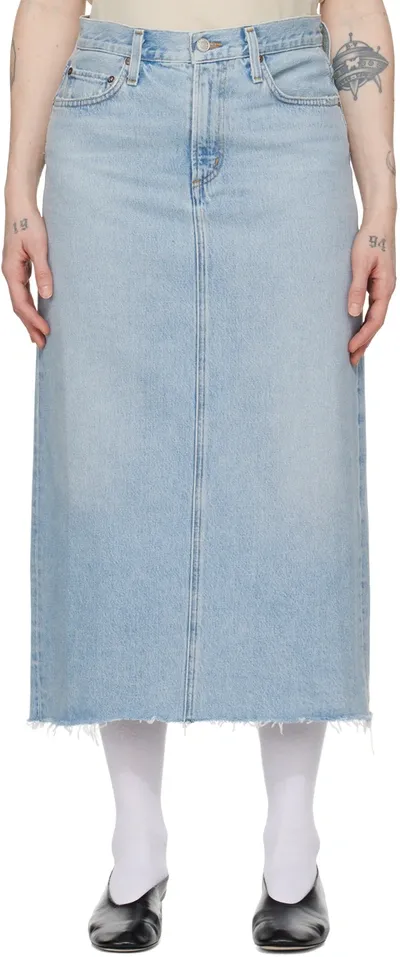 Agolde Della Denim Midi Skirt In Celeste