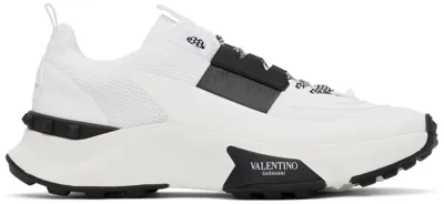 Valentino Garavani Urban Act Low Top Trainer In Mesh And Rubberised Fabric In White Black