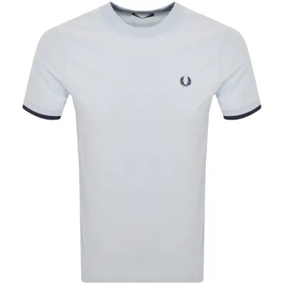 Fred Perry Tipped Cuff Pique T Shirt Blue