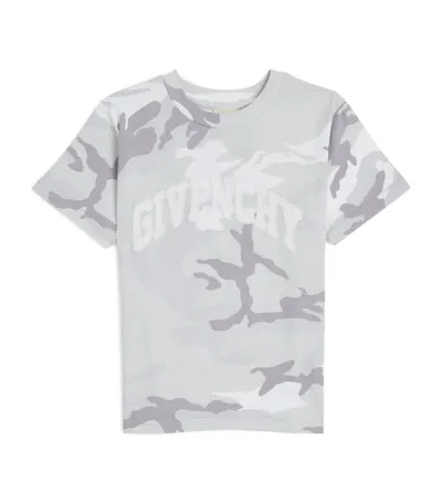 Givenchy Kids' Logo-print Camouflage T-shirt In Grey