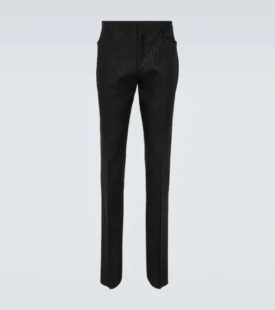 Tom Ford Atticus Striped Jacquard Slim Pants In Black