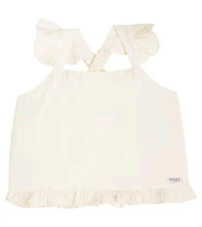 Donsje Kids' Blaze Ruffled Cotton Top In Warm White