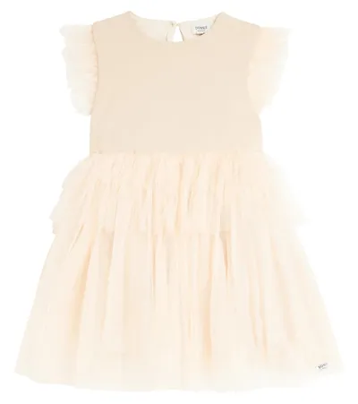 Donsje Kids' Nena Tulle-trimmed Dress In Rose Mocha