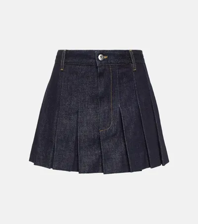 Bottega Veneta Pleated Denim Skirt In Blue