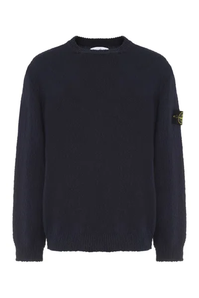 Stone Island Crewneck Sleeved Sweatshirt In Black