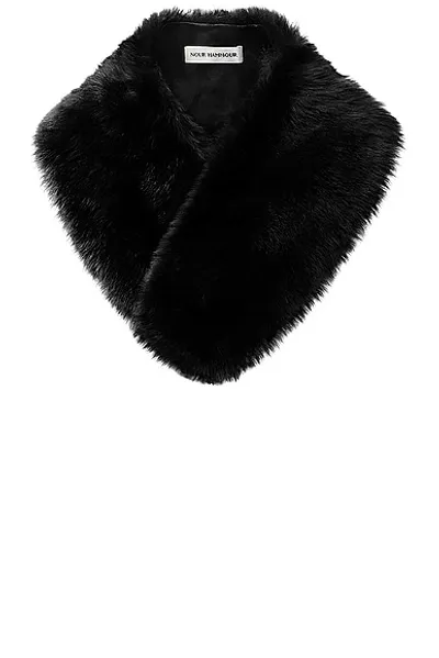 Nour Hammour Meribel Shearling Collar Scarf In Black